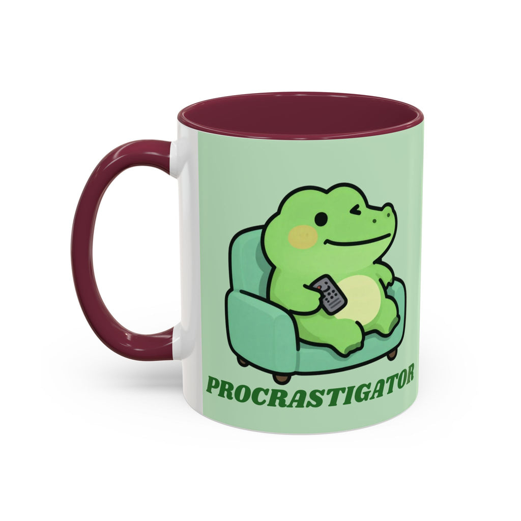 Procrastigator Frog Mug — Cute Cartoon Alligator Coffee Cup (11oz & 15oz)