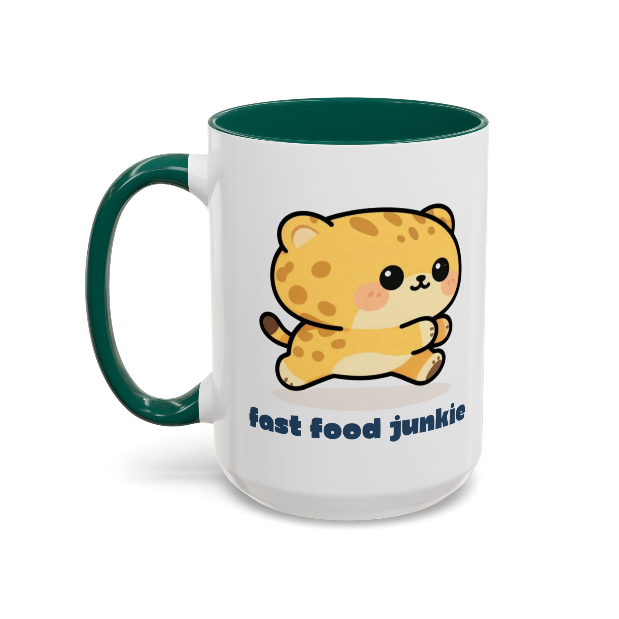 'Fast Food Junkie' Cat Mug — Colorful 11oz & 15oz Ceramic Coffee Cup