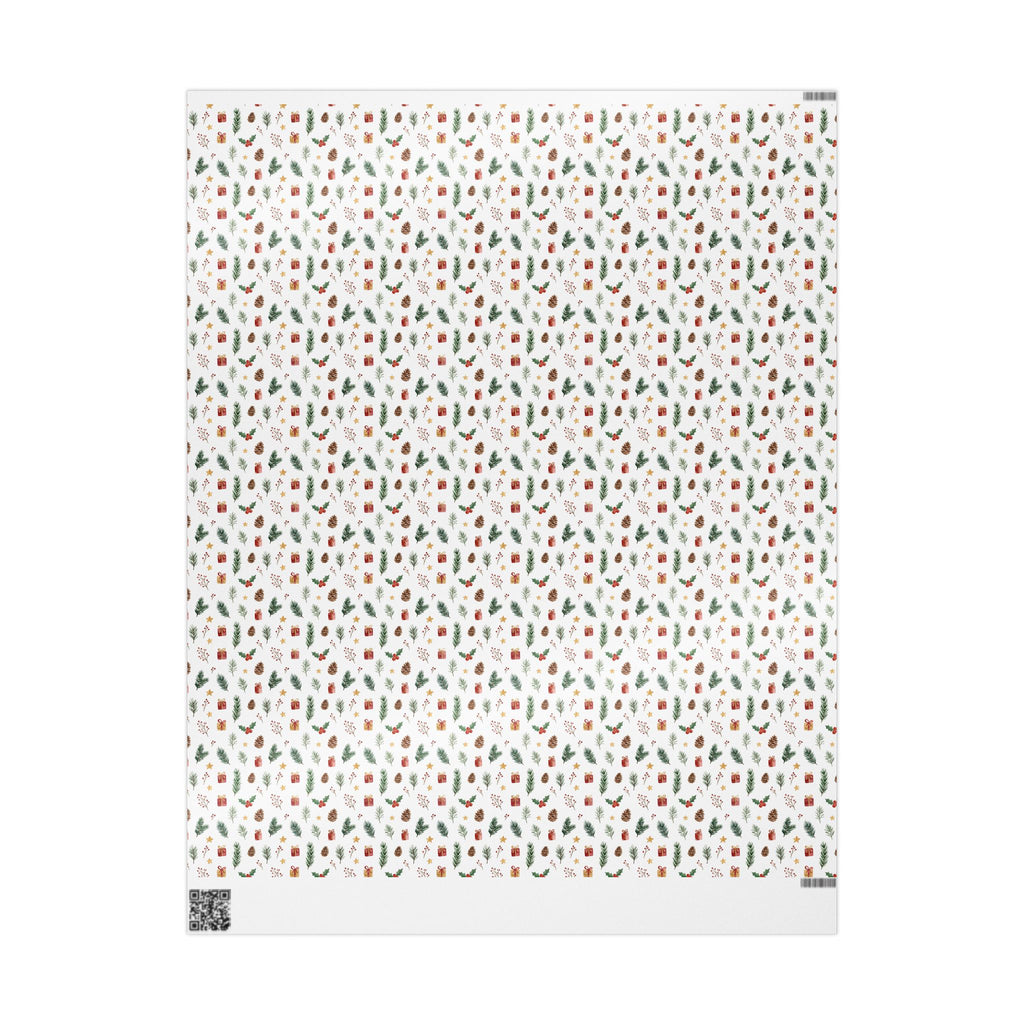 Christmas Mini Icons Wrapping Paper — Festive Holly, Pine & Gifts Pattern