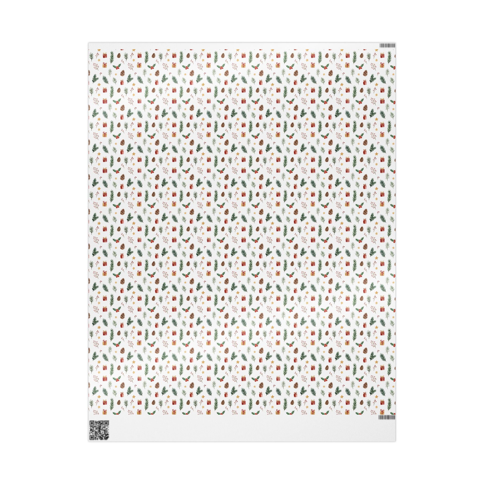 Christmas Mini Icons Wrapping Paper — Festive Holly, Pine & Gifts Pattern