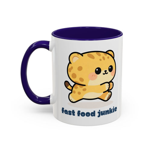 'Fast Food Junkie' Cat Mug — Colorful 11oz & 15oz Ceramic Coffee Cup