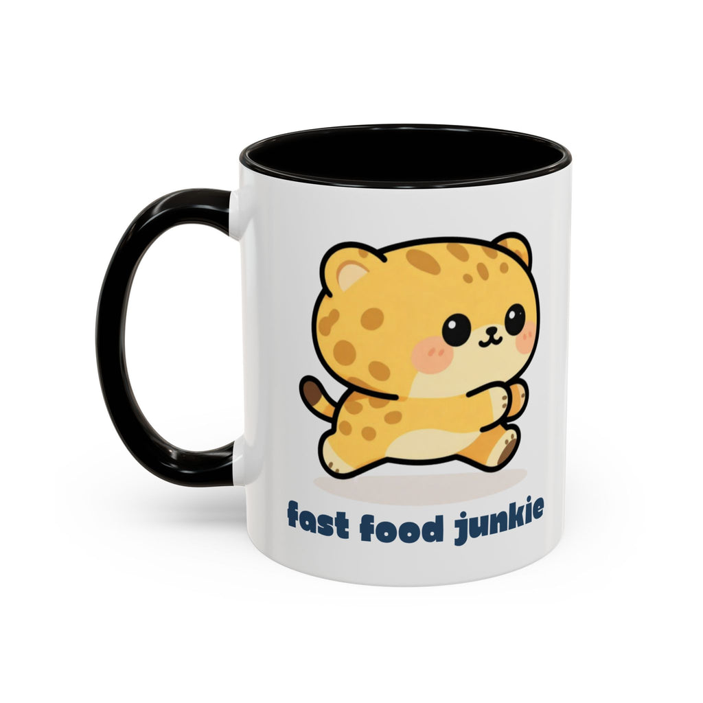 'Fast Food Junkie' Cat Mug — Colorful 11oz & 15oz Ceramic Coffee Cup