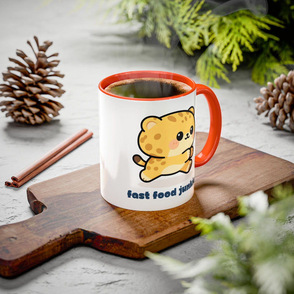 'Fast Food Junkie' Cat Mug — Colorful 11oz & 15oz Ceramic Coffee Cup