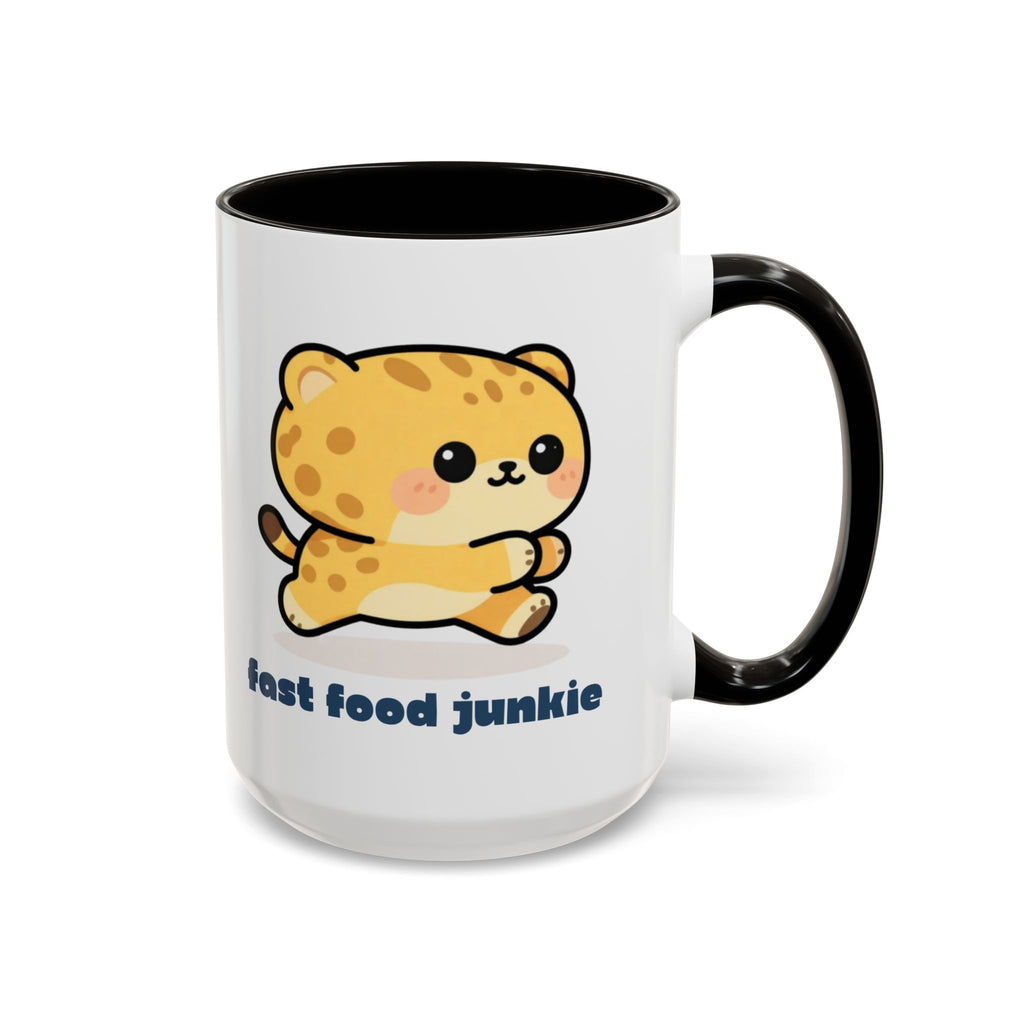'Fast Food Junkie' Cat Mug — Colorful 11oz & 15oz Ceramic Coffee Cup