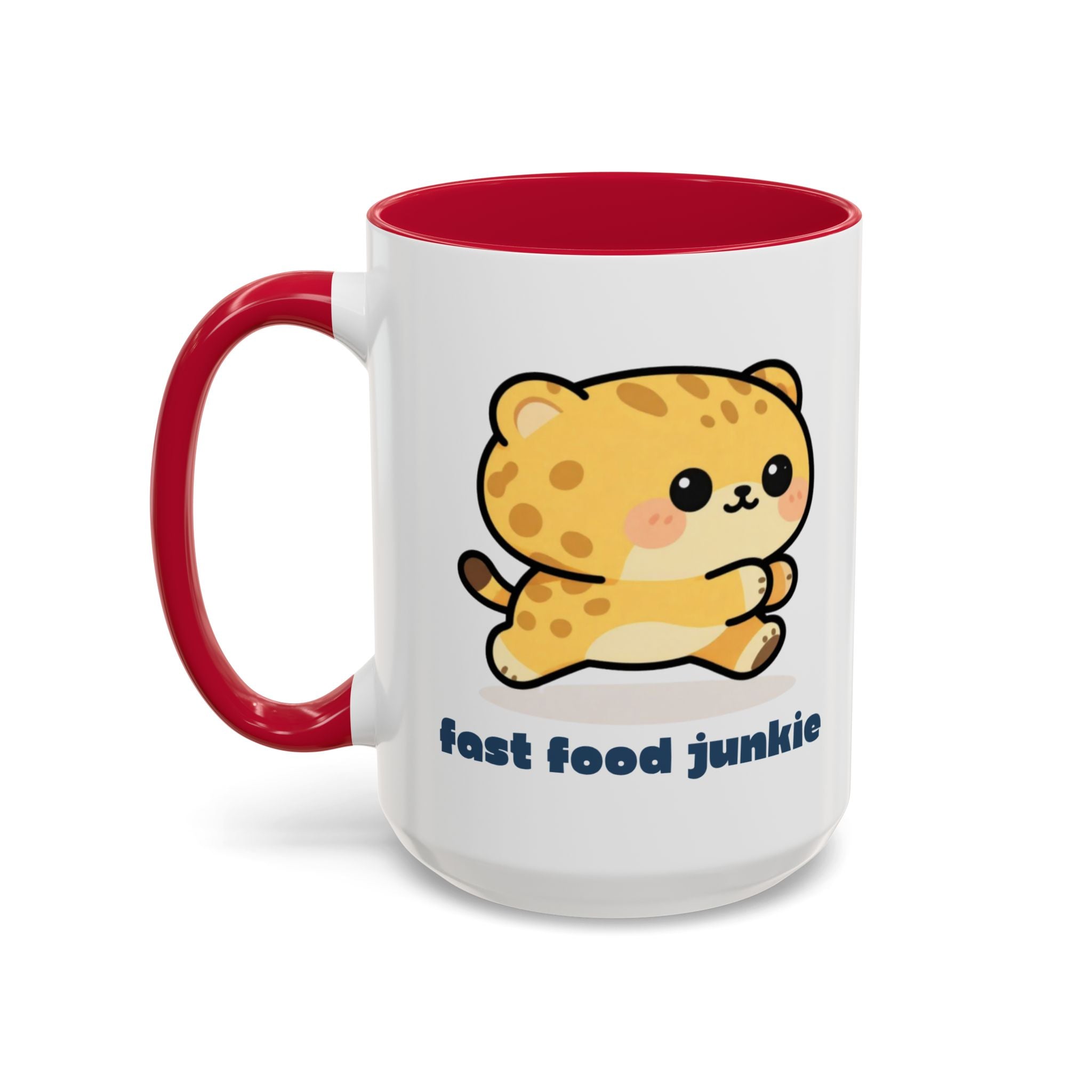 'Fast Food Junkie' Cat Mug — Colorful 11oz & 15oz Ceramic Coffee Cup