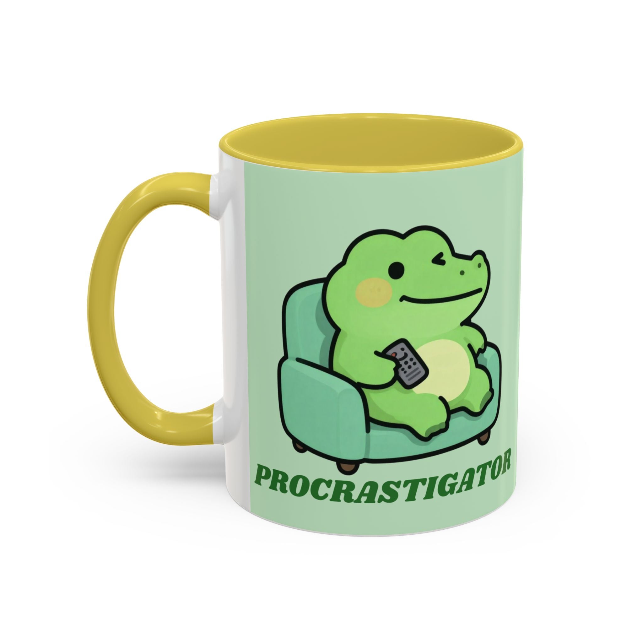 Procrastigator Frog Mug — Cute Cartoon Alligator Coffee Cup (11oz & 15oz)