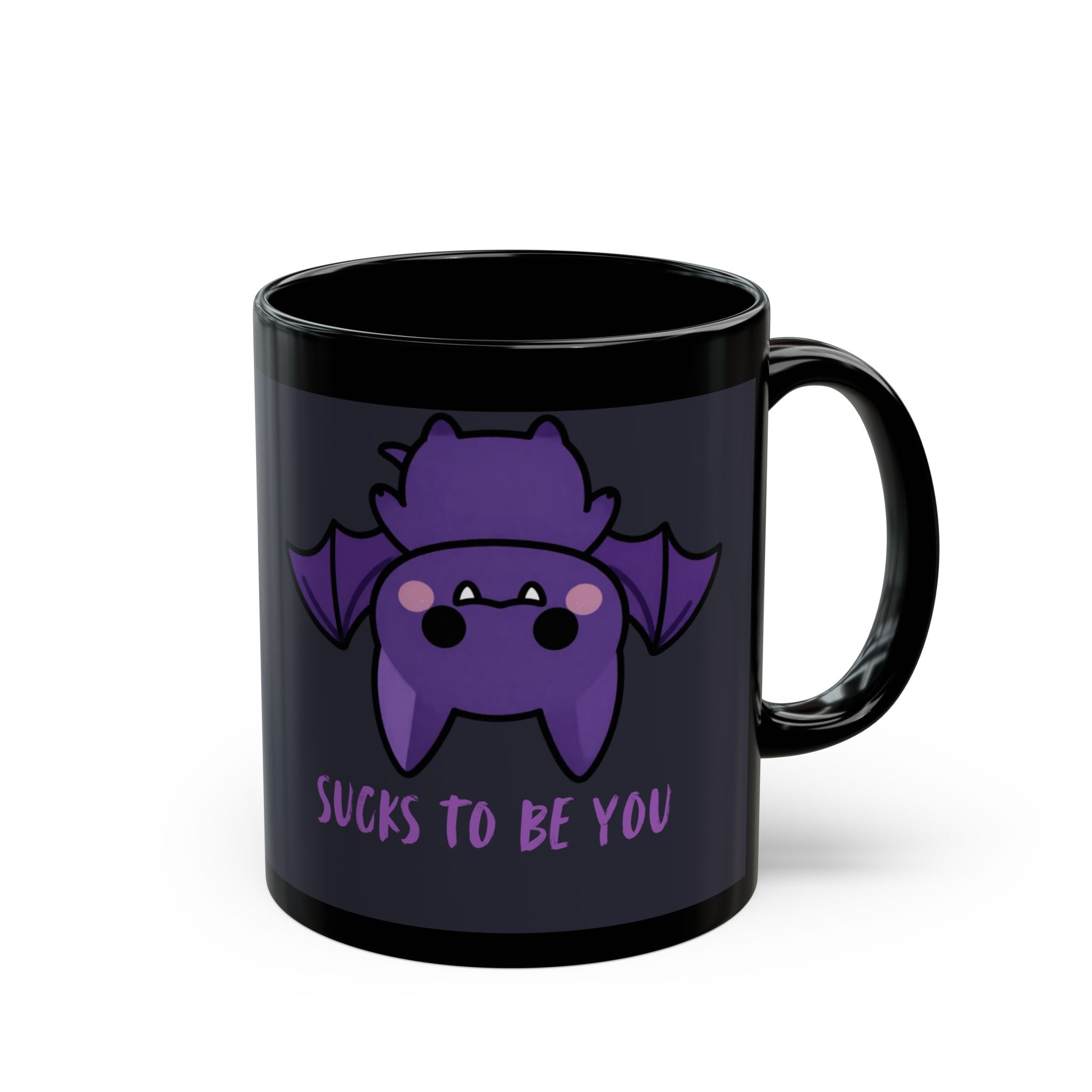Cute Purple Bat Mug – "Sucks To Be You" Funny Gothic Coffee Cup