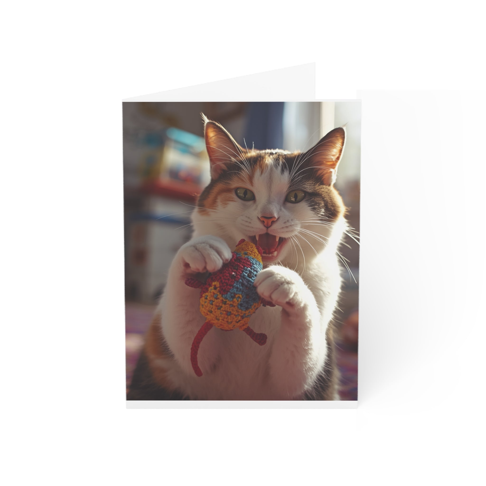Cat Playing with Toy Greeting Cards — Blank Inside (1/10/30/50 pcs)