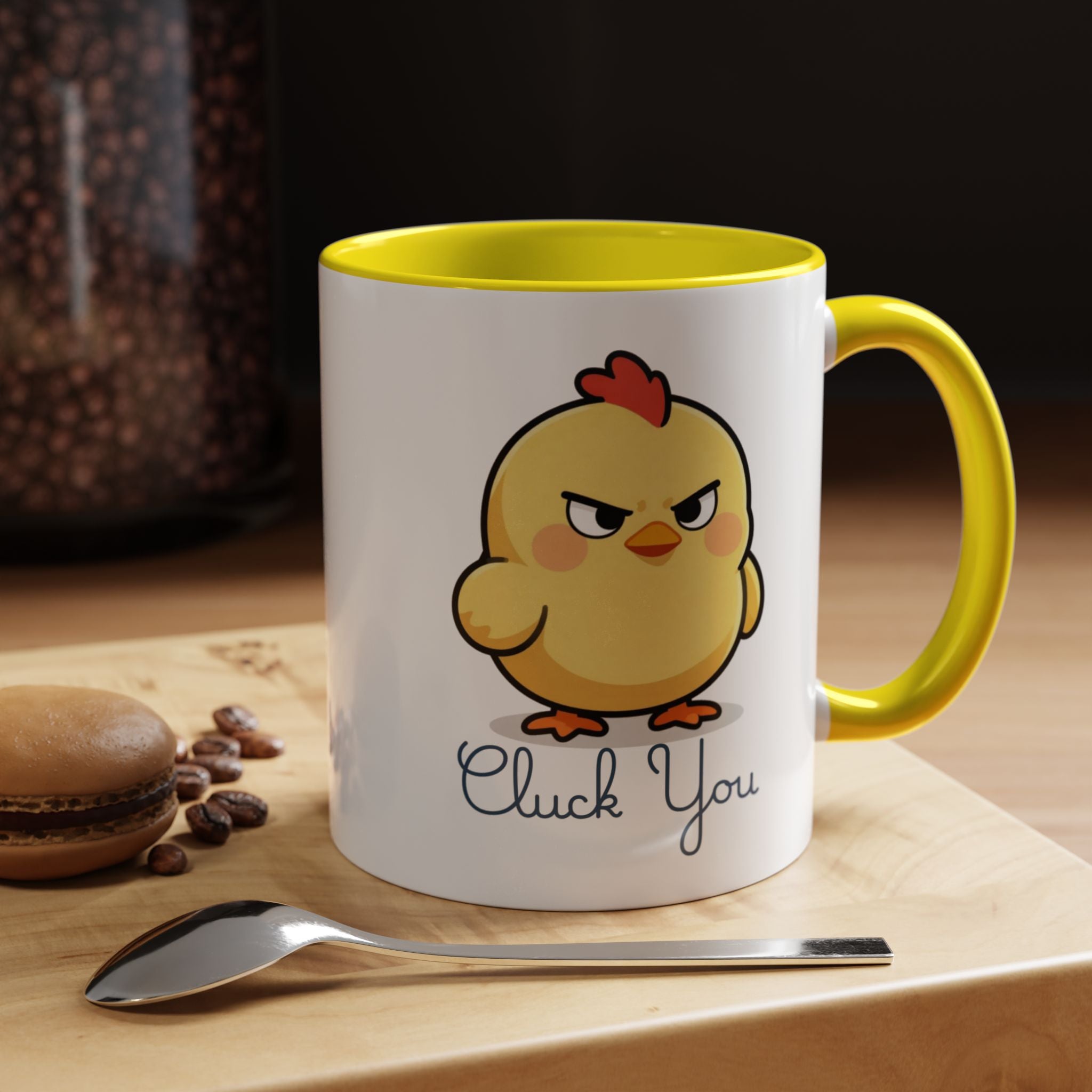 Cute Angry Chick 'Cluck You' Accent Coffee Mug — Funny Chicken Gift (11/15 oz)