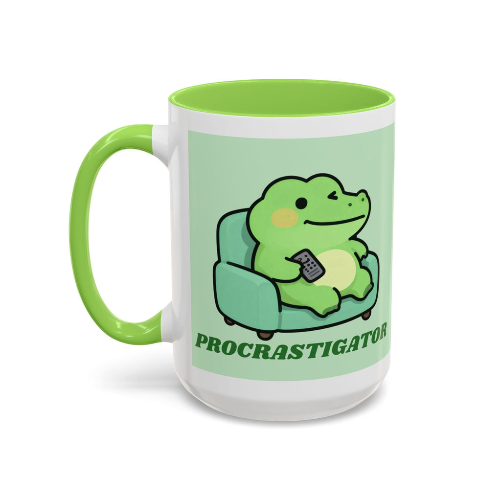 Procrastigator Frog Mug — Cute Cartoon Alligator Coffee Cup (11oz & 15oz)