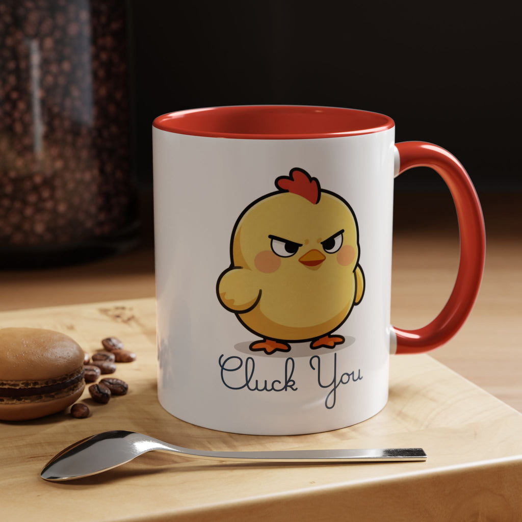 Cute Angry Chick 'Cluck You' Accent Coffee Mug — Funny Chicken Gift (11/15 oz)