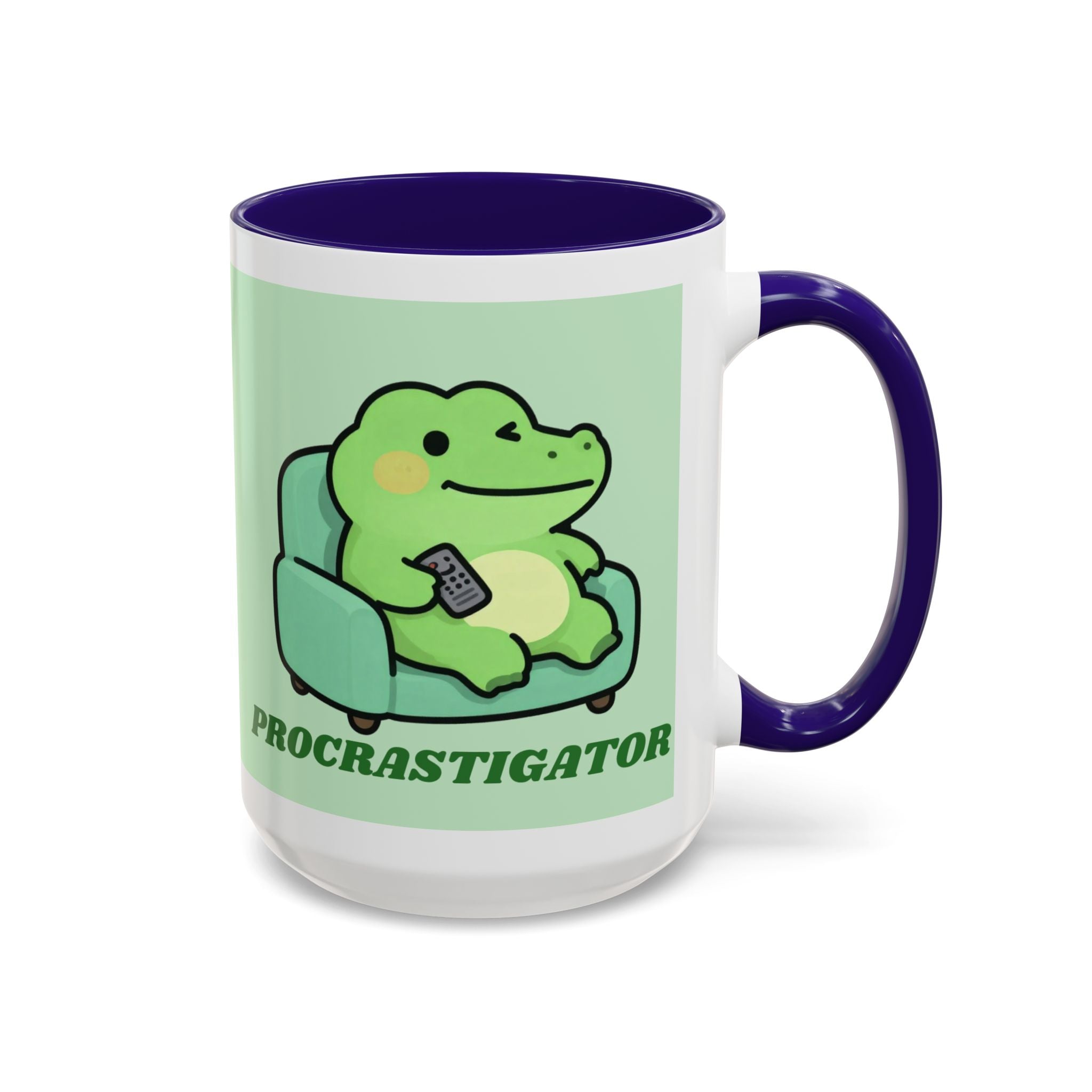 Procrastigator Frog Mug — Cute Cartoon Alligator Coffee Cup (11oz & 15oz)