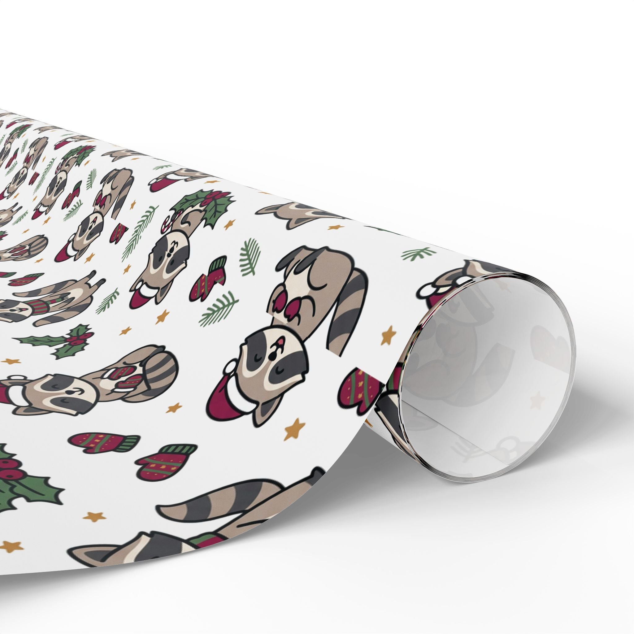 Christmas Raccoon Wrapping Paper — Cute Holiday Dog Pattern Gift Wrap