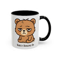 Barely Hanging On Bear Accent Coffee Mug – Cute Tired Bear 11/15oz